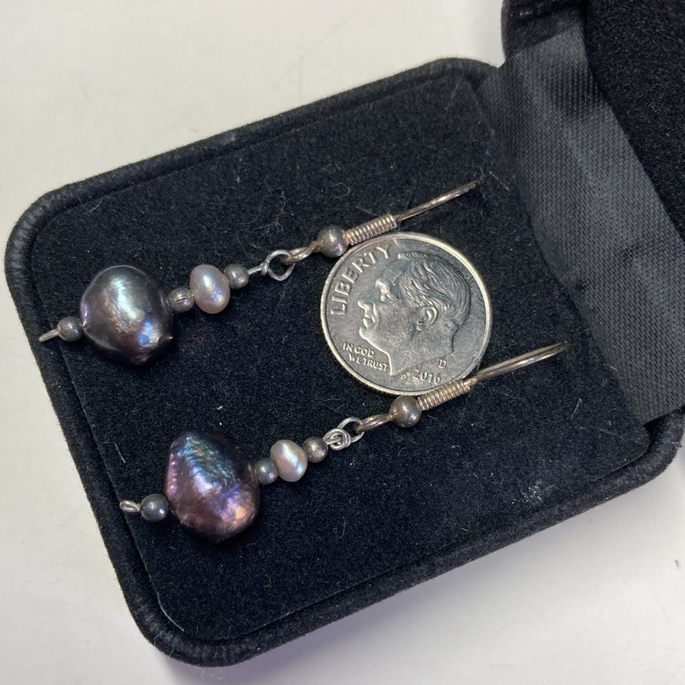 Purple Freshwater Pearl Dangle Earrings